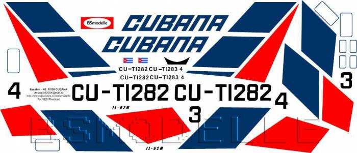 Купити Купити Деколь для авиамодели Ил-62 а.к. Cubana-1\100 в Україні в Україні