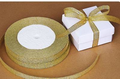 Лента для декорирования и упаковки из парчи золотистая