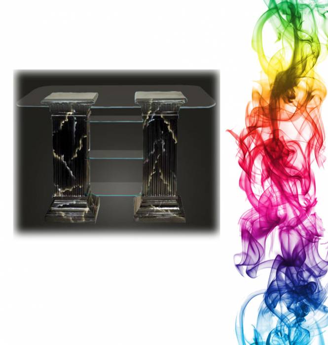 Журнальный столик купить Полка монолит высота 100 см стекло 130x50 см калина