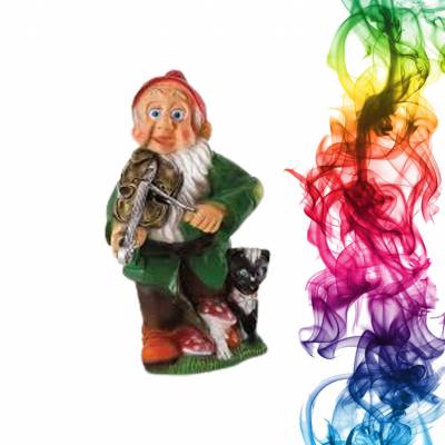 Садовая фигура купить Гном музыкант высота 75 см абрикос