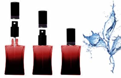 Флакон стеклянный 50 мл &quot;Градиент черно-красный&quot; с черным металлическим колпачком и распылителем