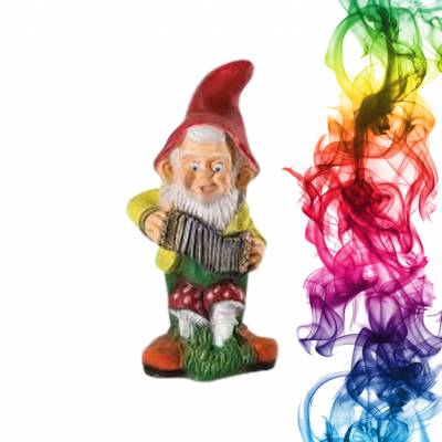 Садовая фигура купить Гном с гармошкой высота 70 см крыжовник