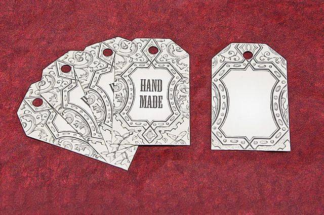Бирка для подарков "Handmade" с орнаментом