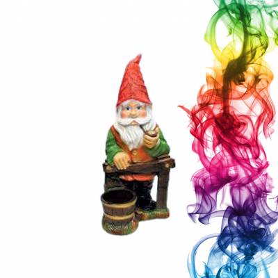 Садовая фигура купить Гном у забора высота 27 см алыча