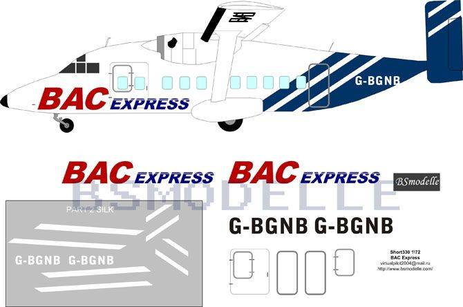 Деколь для авиамодели-Short 330-BAC Express 1\72