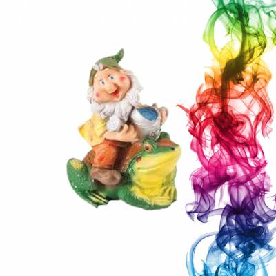 Садовая фигура купить Гном наездник высота 31 см облепиха