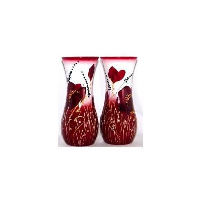 Художественная роспись красный мак на окрашенном стекле Веннсюссель-Ти