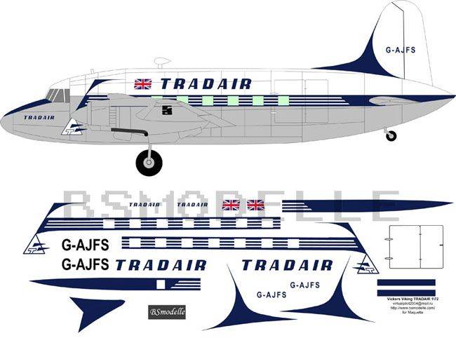 Купити Купити Деколь для авиамодели-Викерс Викинг TRAD Air 1\72 в Україні в Україні
