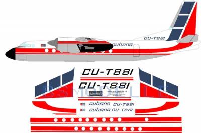 деколь для авиамодели Ан-24 CUBANA-70-x 1\72
