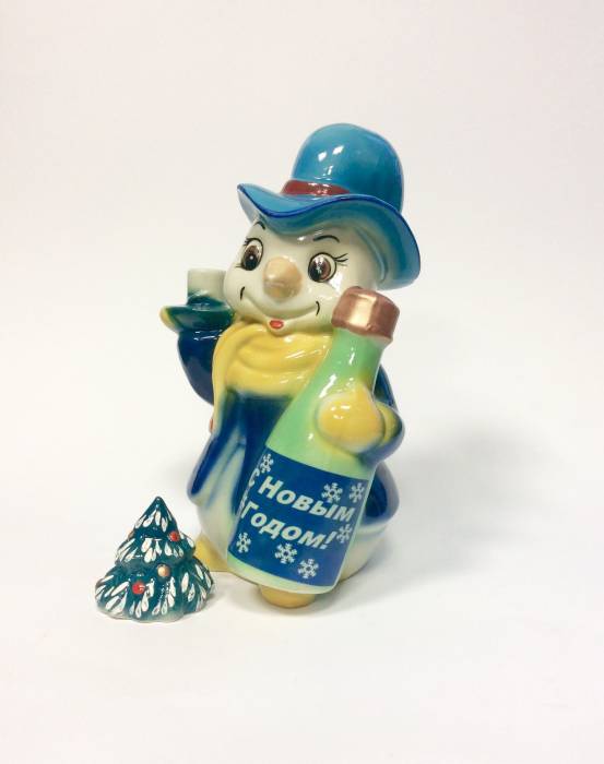 Бутылка керамическая для разлива алкогольной продукции Снеговик-Боровик 0.7 литра