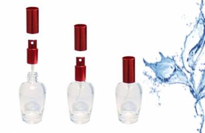 Флакон для косметики из стекла 30 мл &quot;Веста красная&quot; с металлическим распылителем и крышкой