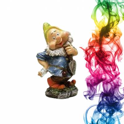 Садовая фигура купить Гном с лопатой высота 24 см черемуха