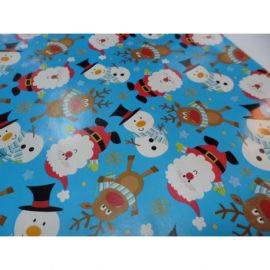 Бумага мелованная «Олени и снеговечки на голубом»