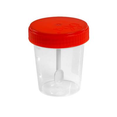 Контейнер для биопроб 60 мл, со шпателем, в индивидуальной упаковке, стерильный