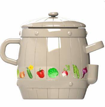 Керамическая емкость для огурцов 2 литра екрю Плешев