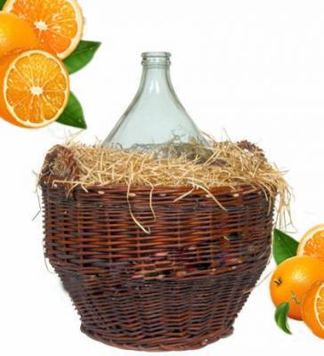 Бутыль для вина в плетеной корзине с древесной ватой 20 литров Ненадувка