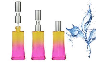 Флакон стеклянный для косметики 50 мл &quot;Градиент розово-желтый&quot; с серебристым металлическим колпачком и распылителем