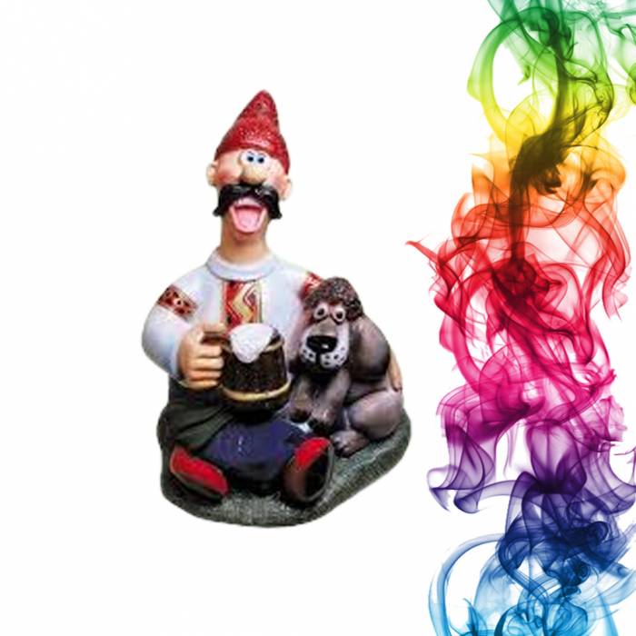 Садовая фигура купить Козак с пивом высота 74 см киви