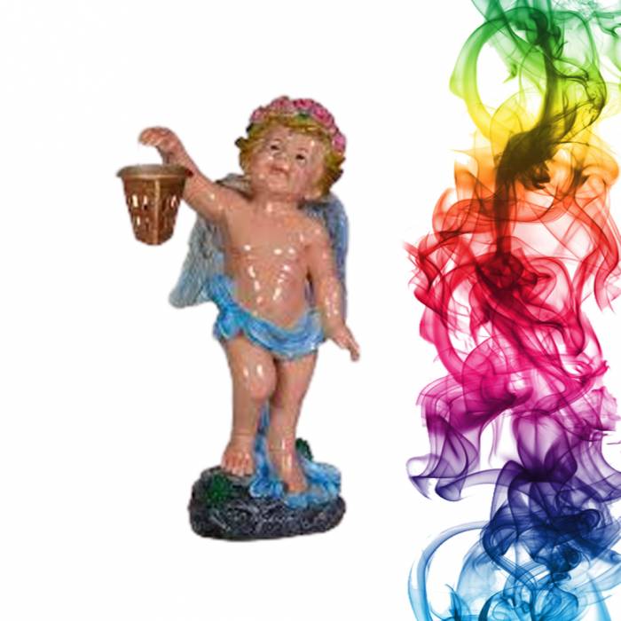 Садовая фигура купить Купидон с фонарем высота 79 см апельсин