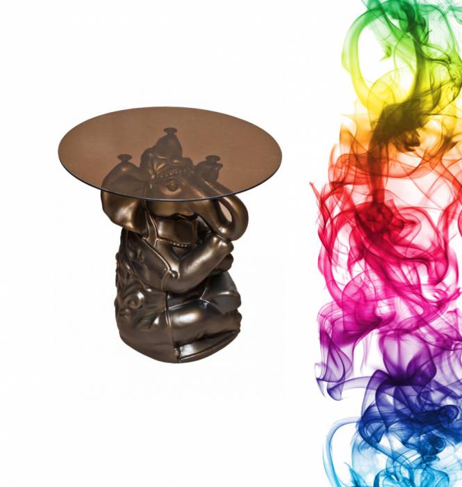 Журнальный столик купить Денежные слоны высота 56 см стекло 25 см киви