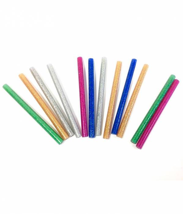 Клеевые стержни разноцветные с блеском 7х100 мм Радуга 12 шт