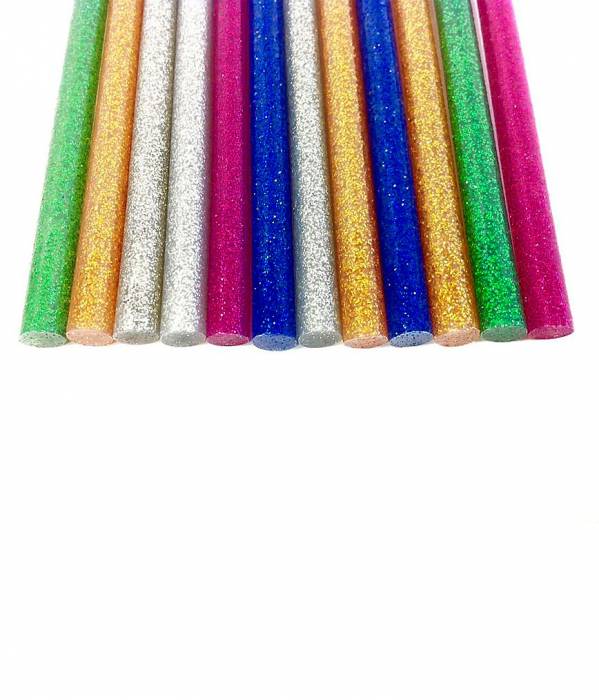 Клеевые стержни разноцветные с блеском 7х100 мм Радуга 12 шт