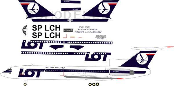 Tu-154 LOT 1\100 деколь для авиамодели