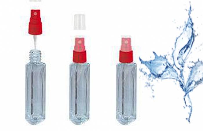 Тоненький флакон для косметики "Тион бело-красный" 20 мл с пластиковым распылителем и крышечкой