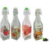 Бутылка квадратная с рисунком и бугельным замком 500мл Асплениум 