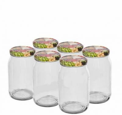 Банка 900 мл с крышкой 6 штук Гижицко