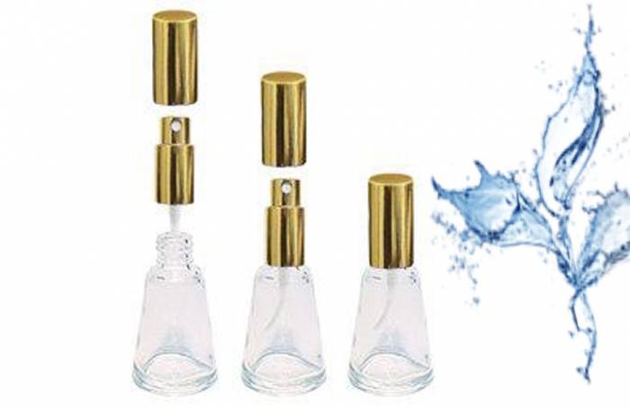 Флакон из стекла для духов "Изида золотая" 10 мл с металлическим колпачком и распылителем