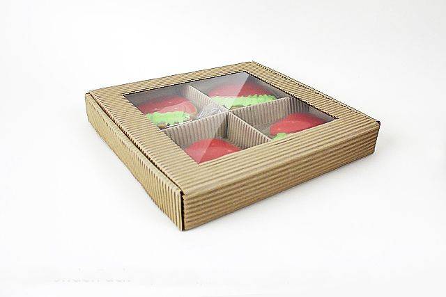 Купити Купити Упаковочная коробочка Лакомка гофрированная с перегородкой в Україні в Україні