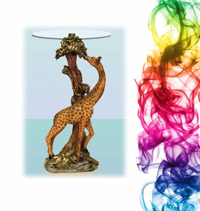 Журнальный столик купить Жираф высота 82 см стекло 25 см инжир