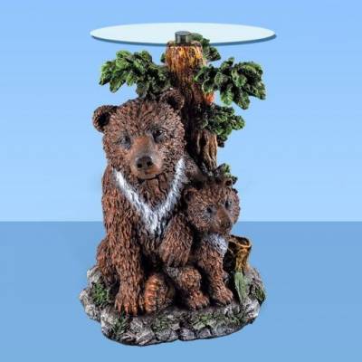 Медведь с медвежонком - Журнальный столик из полистоуна