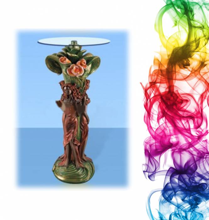 Журнальный столик купить Грация высота 81 см стекло 25 см абрикос