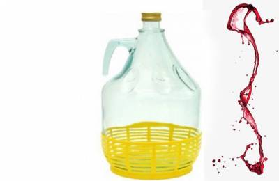 Стеклянная бутылка 5л с крышкой для вина Гладиолус