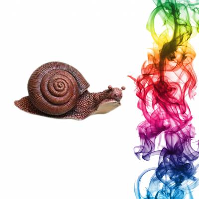 Садовая фигура купить Улитка высота 25 см малина