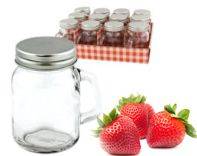 Стеклянная банка с ручкой и металлической крышкой 110мл Робиния 