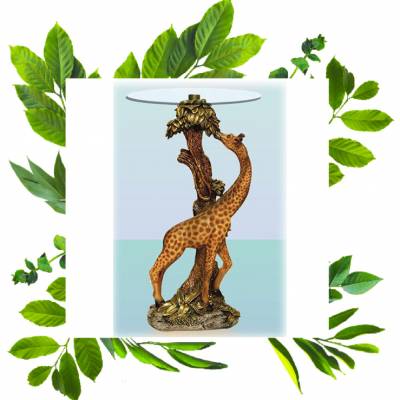 Журнальный столик купить Жираф с малышом высота 63 см стекло 25 см виноград