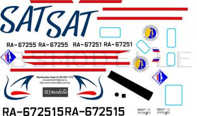 Деколь для авиамодели Dash-8-100 а.к. SAT 1\72