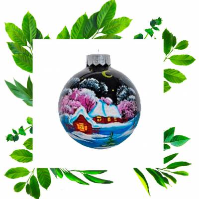 Новогоднее украшение из стекла &quot;Теремок&quot; 100 мм