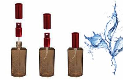 Стеклянная бутылочка 40 мл &quot;Рифлёная&quot; с металлическим распылителем и колпачком красного цвета