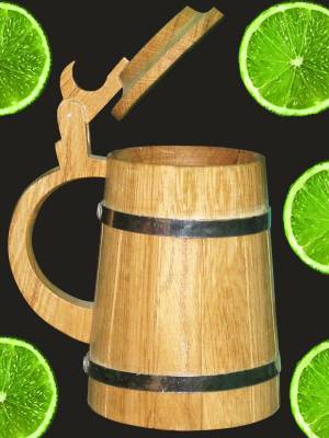 Кружка пивная с крышкой Материал: дуб/ясень/сосна 