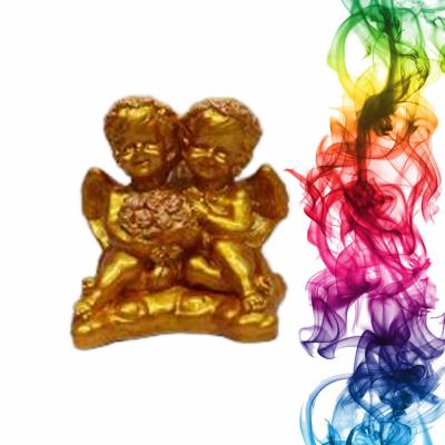 Садовая фигура купить Два ангелочка высота 34 см апельсин