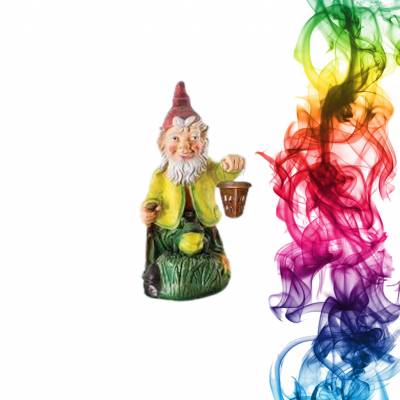 Садовая фигура купить Гном с жабой высота 45 см хурма