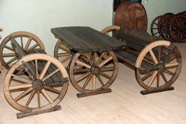 Купити Купити Лавки и стол декоративные садовые на колесах Фрейд 2 в Україні в Україні