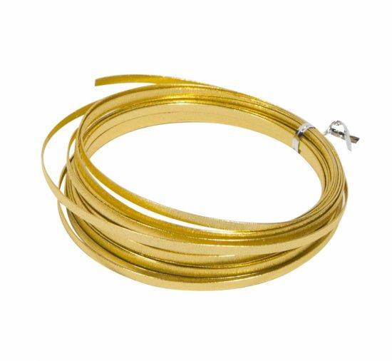 Купити Купити Flat Embossed Aluminium Wire  из алюминия, анодированная  100 гр, 8 м x 1 мм  яблочно-зеленая   в Україні в Україні