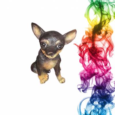 Садовая фигура купить Терьер сидячий высота 46 см лимон