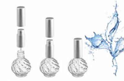 Фигурная стеклянная бутылочка 13 мл для духов "Грация серебряная" с металлическим распылителем