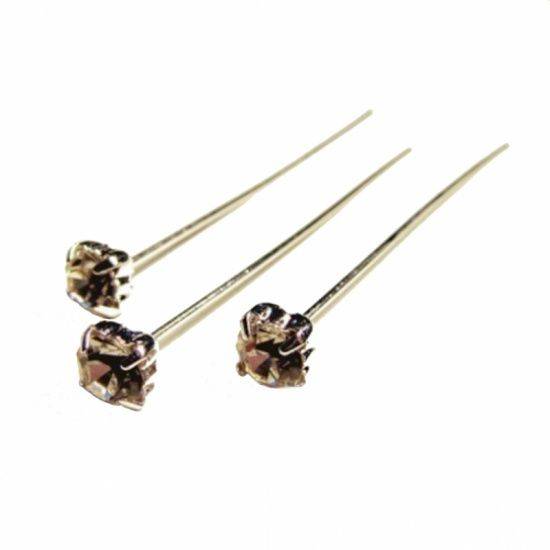 Купити Купити Бриллиантовые флекс-булавки,С головкой в форме бриллианта на гтбкой ножке серебряный,Диаметр: 5 мм в Україні в Україні